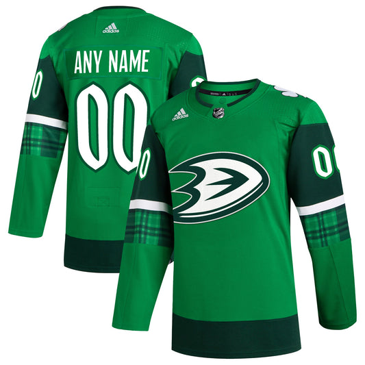 Anaheim Ducks adidas St. Patrick's Day Authentic Custom Jersey - Kelly Green