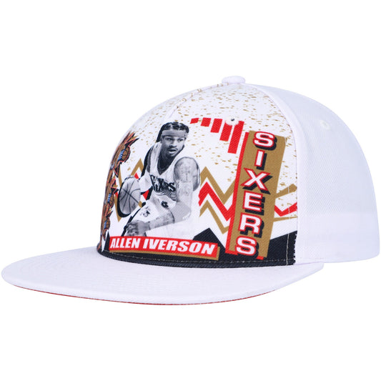 Allen Iverson Philadelphia 76ers Mitchell & Ness Hardwood Classics 90's Playa Deadstock Snapback Hat - White